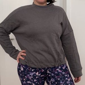 Gray Selena Terry High-Low Pullover in M